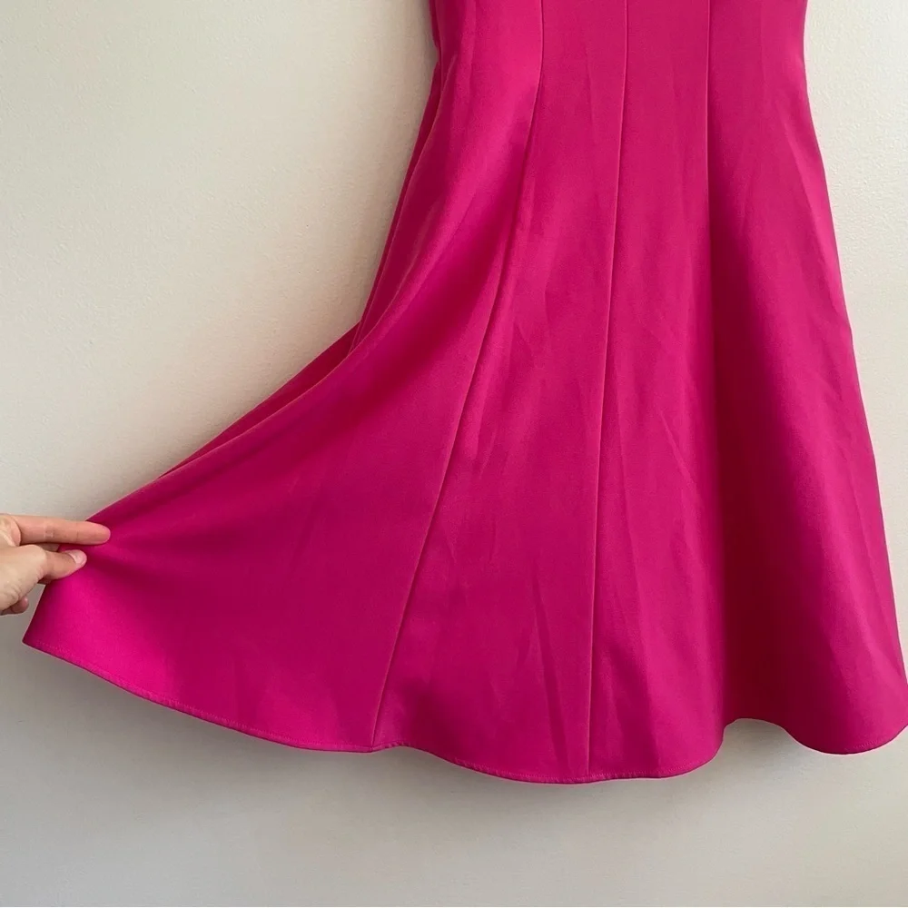 Black Halo Barbie pink fit flare dress women Sz 0 bright neon feminine valentine